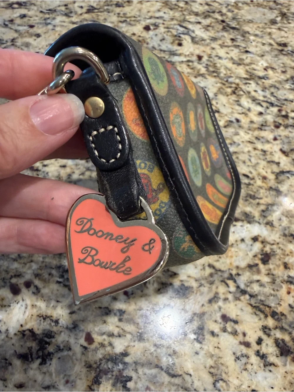 Dooney & Bourke Black Multicolor Coin-Print Wristlet
